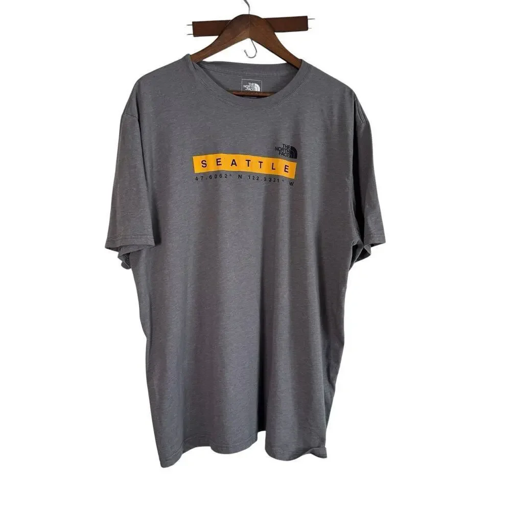 The North Face Seattle Graphic Tee Men’s 2XL Gray Cotton Blend T-Shirt Standard